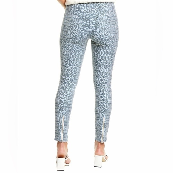 J. McLaughlin Baxter Jean Micro Aegean Link Print Zipper Ankles Navy Blue Size 2 - Picture 4 of 17